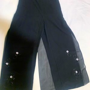 Black Chiffon wide legged evening pants